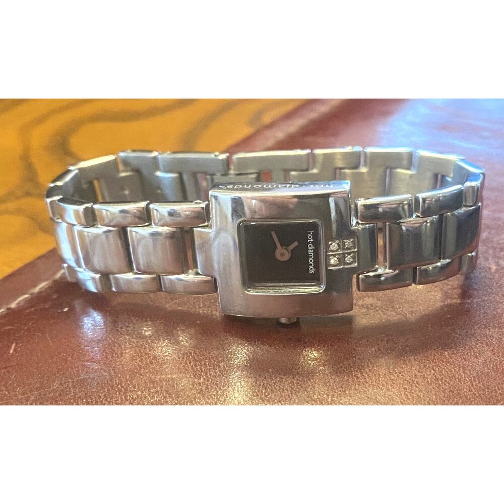 Women's Hot Diamonds All Stainless Steel Watch, Silver Tone with 4 Diamonds